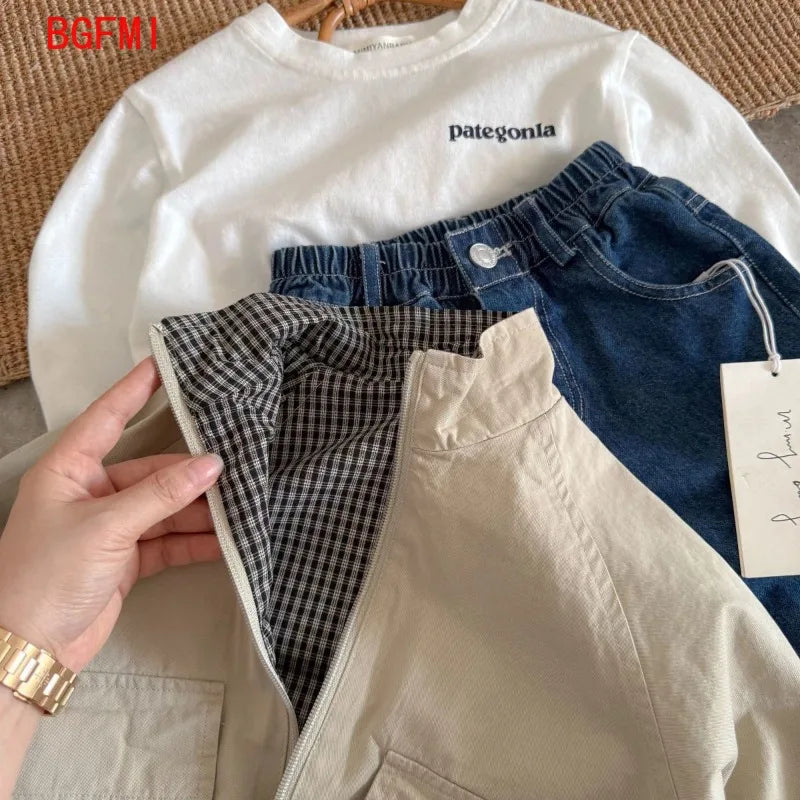 Veste réversible enfant à carreaux zippée – CLEVI Paris