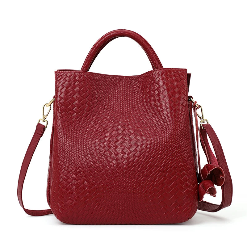 Sac Seau Femme Cuir Véritable Motif Tressé Grande Capacité – CLEVI Paris