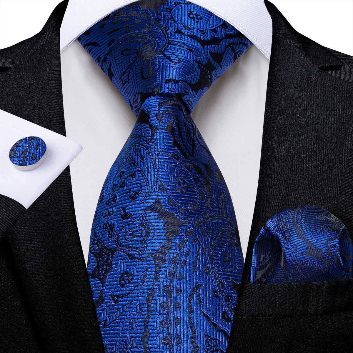 Coffret cravate homme paisley, pochette et boutons – CLEVI Paris