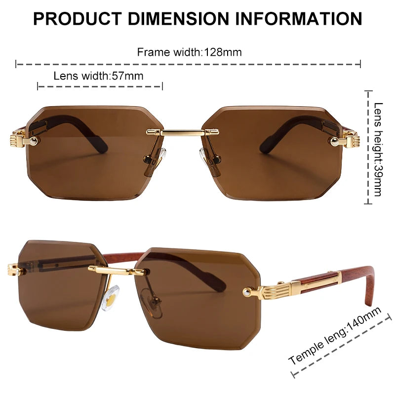 Lunettes de Soleil Rimless Polygone Punk Vintage Homme – CLEVI Paris