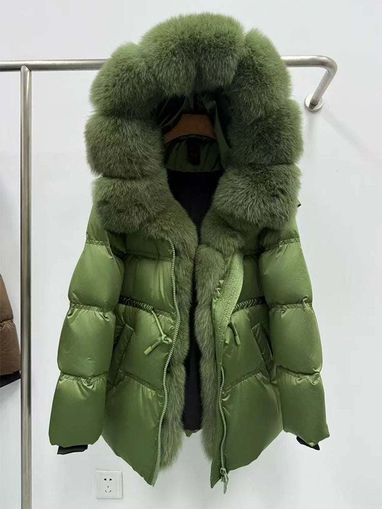 Parka duvet femme à capuche et fourrure – CLEVI Paris