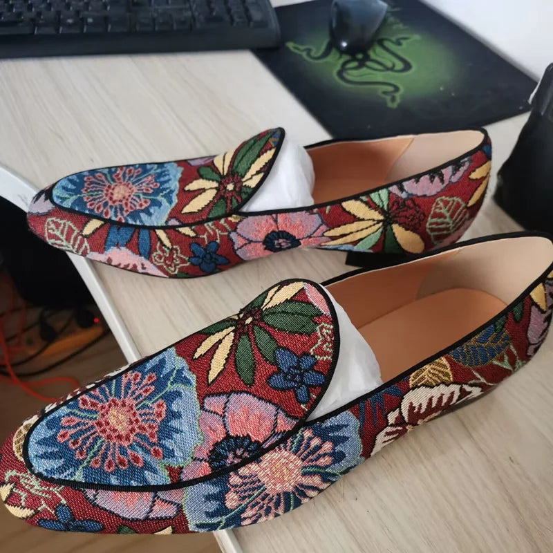 Mocassins homme LTTL à motif floral – CLEVI Paris