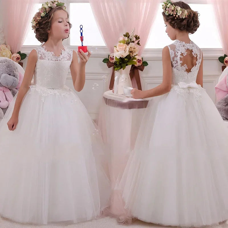 Robe cérémonie fille en dentelle et tulle – CLEVI Paris