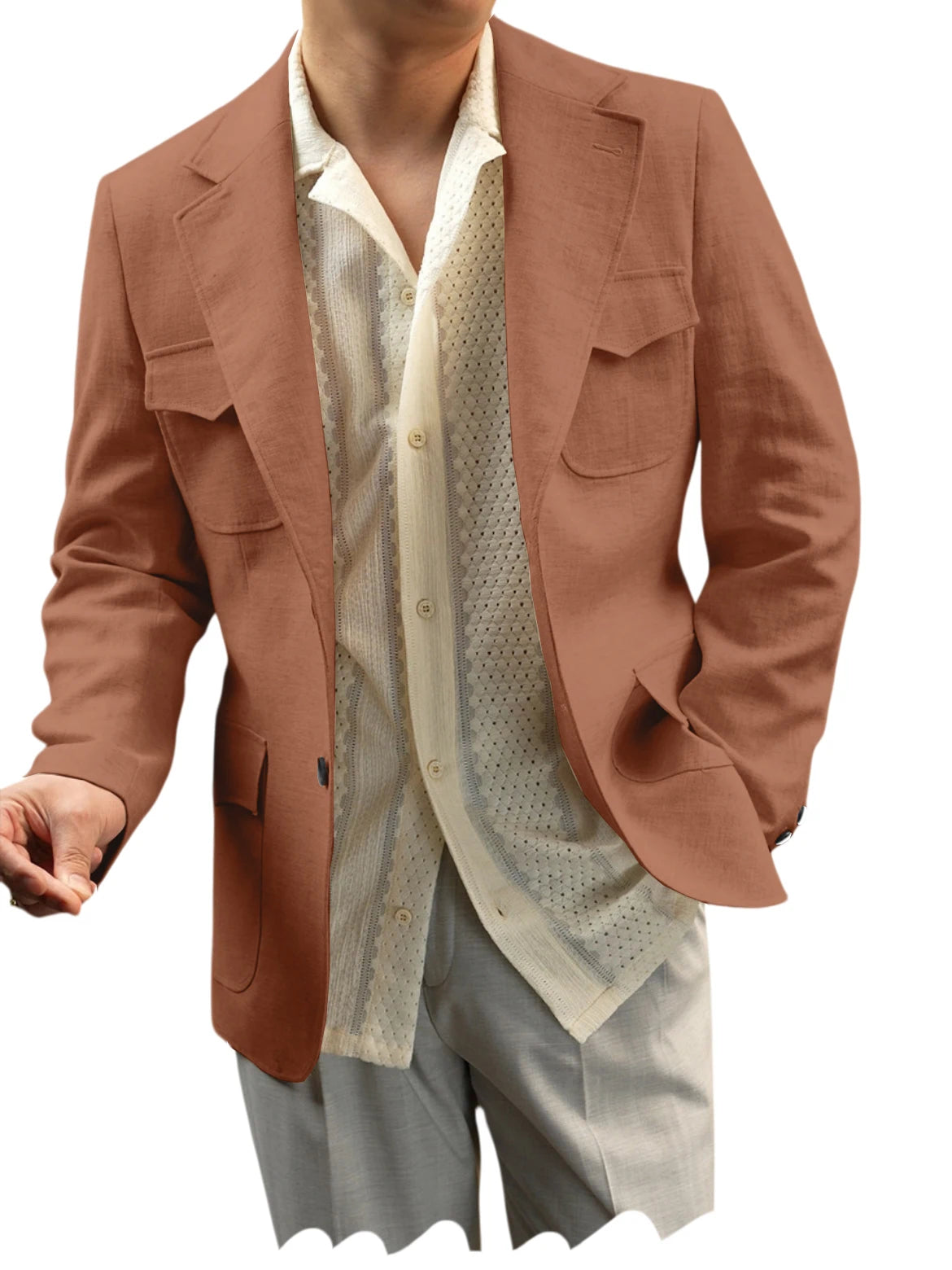 Blazer lin homme beige léger – CLEVI Paris