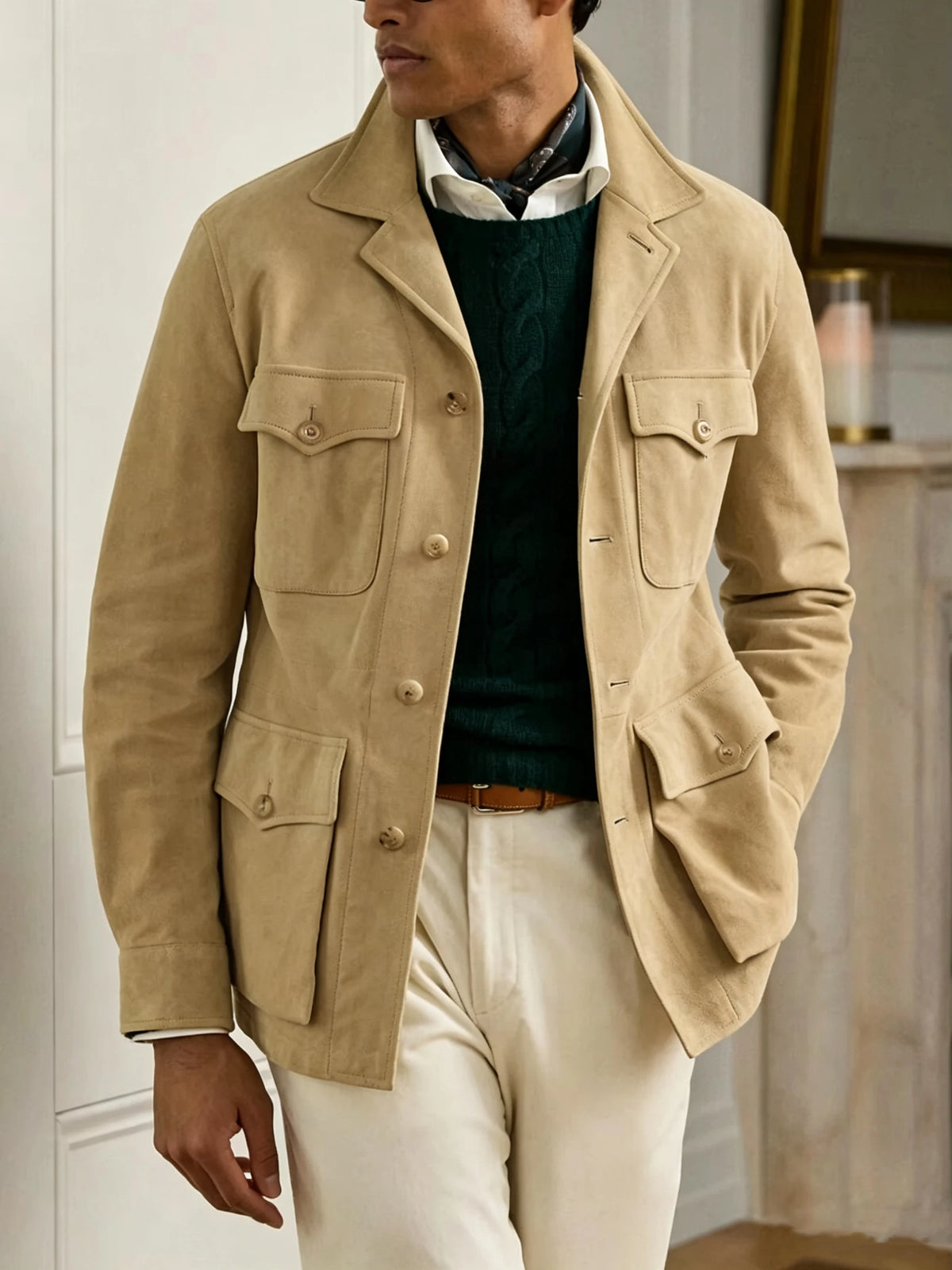 Veste safari homme en imitation daim – CLEVI Paris