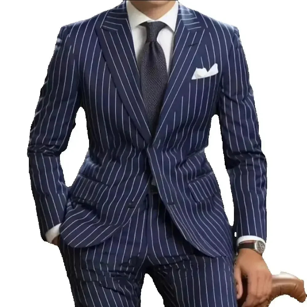 Costume bleu marine rayures – CLEVI Paris