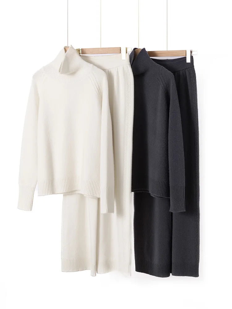 Ensemble cachemire femme à col fendu – CLEVI Paris