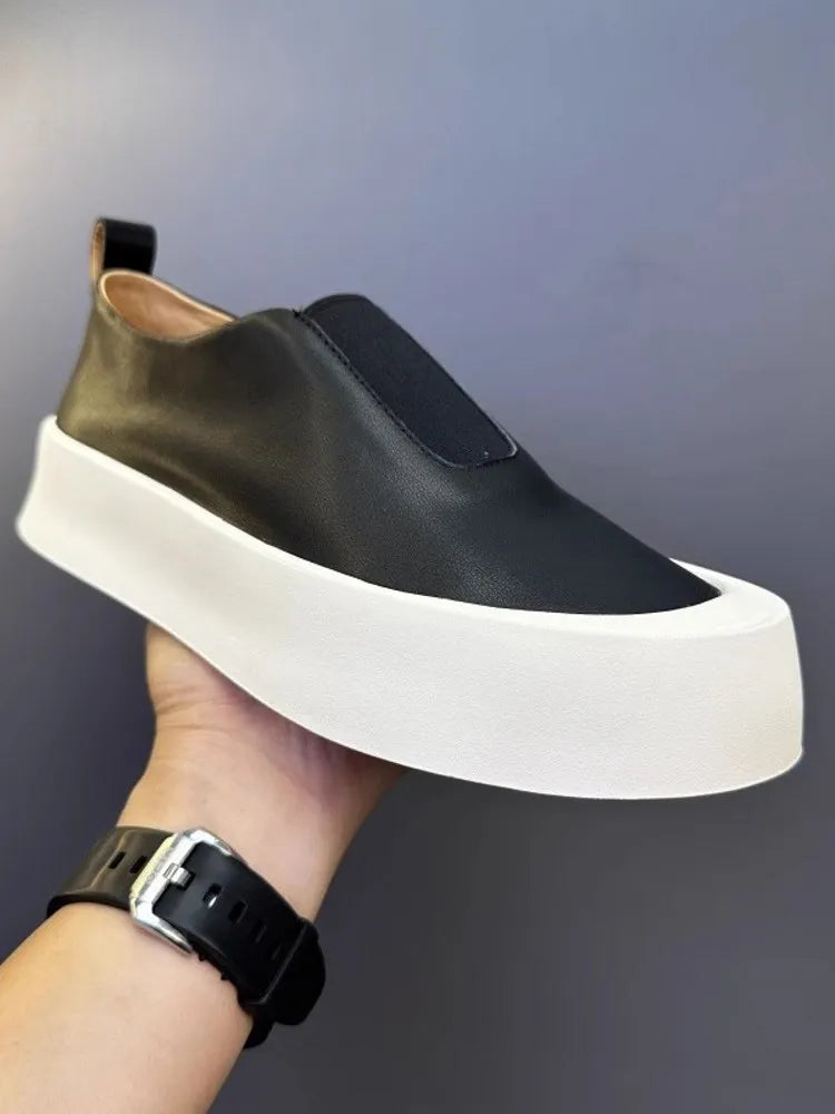 Mocassins Cuir Véritable Vintage Plateforme Homme – CLEVI Paris