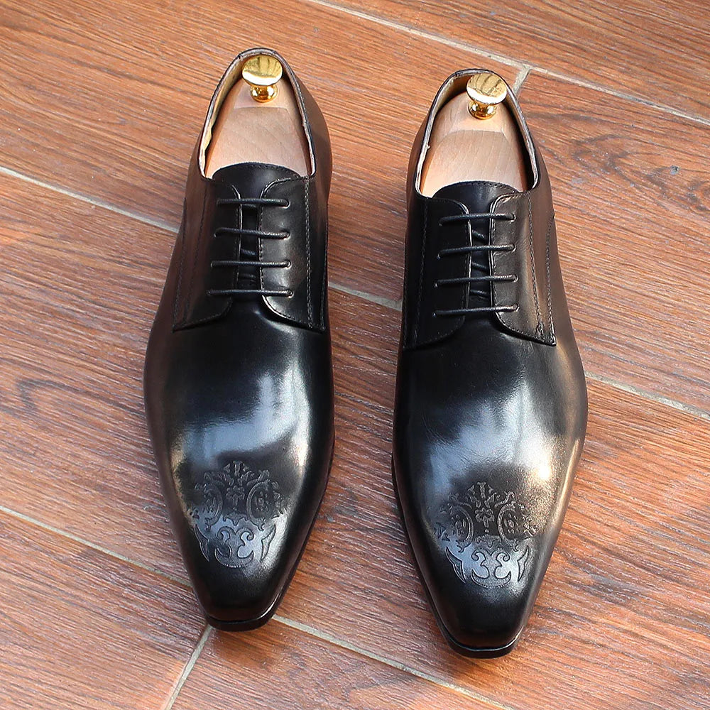Oxford Derby Cuir Véritable Homme Fait Main Bout Pointu Business & Mariage – CLEVI Paris