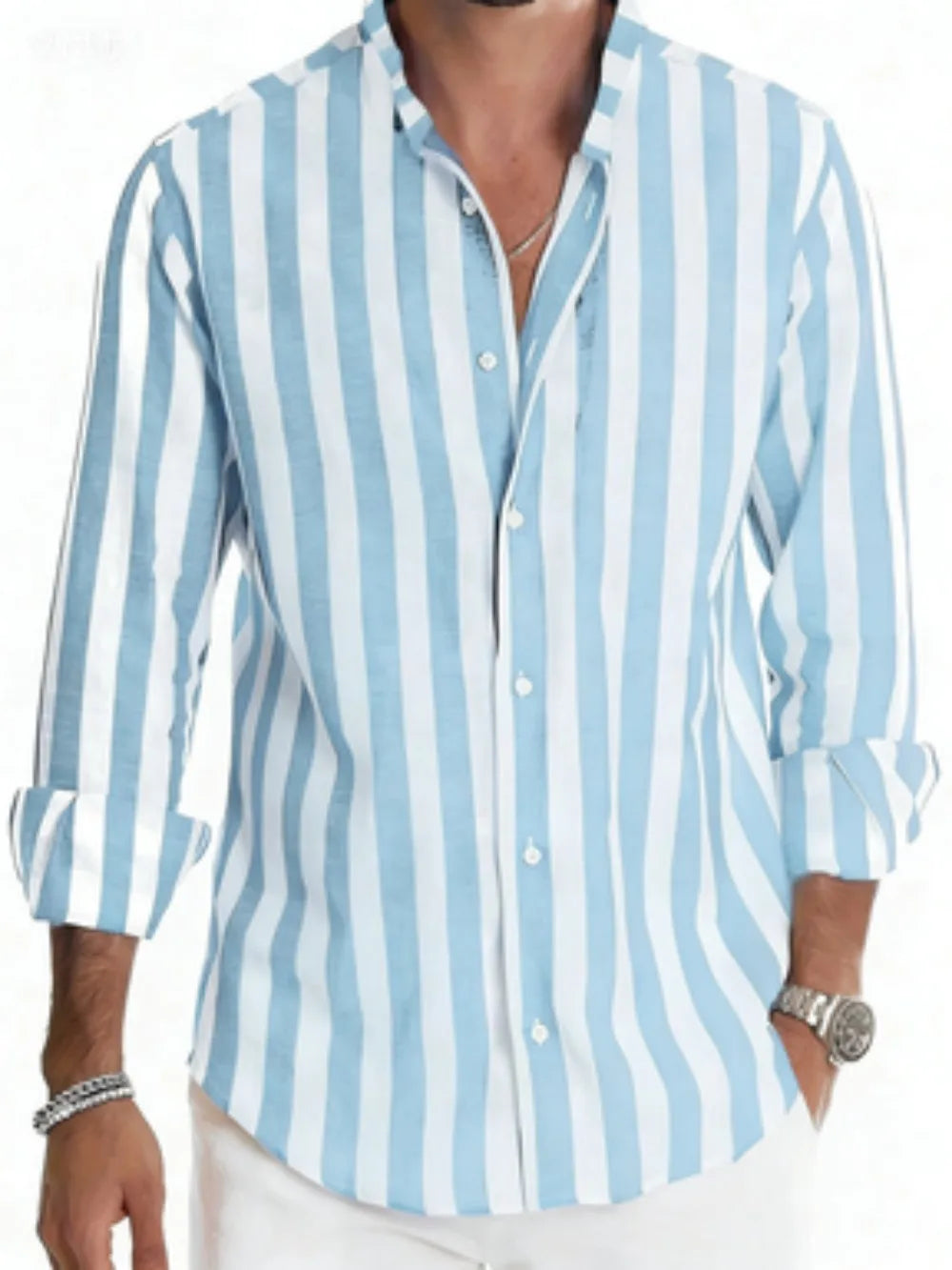 Chemise homme rayée à manches longues – CLEVI Paris