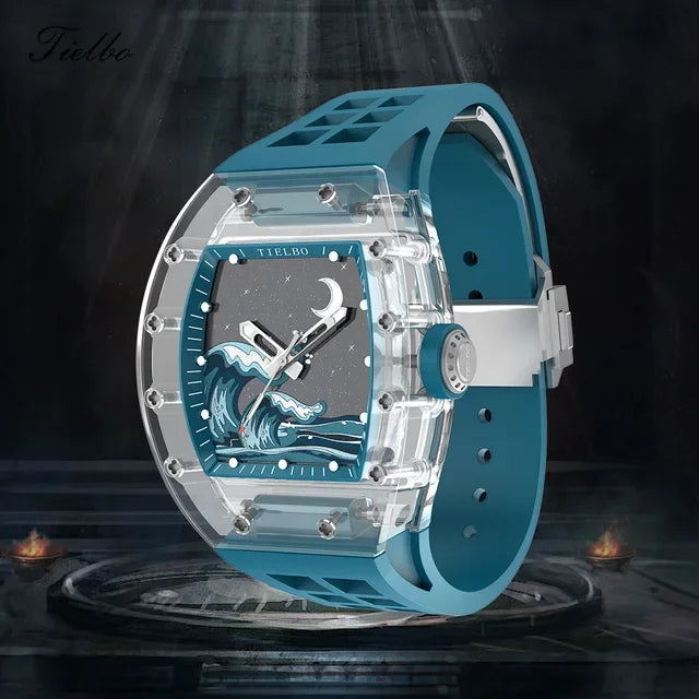 Montre Mécanique Squelette Saphir Homme – CLEVI Paris