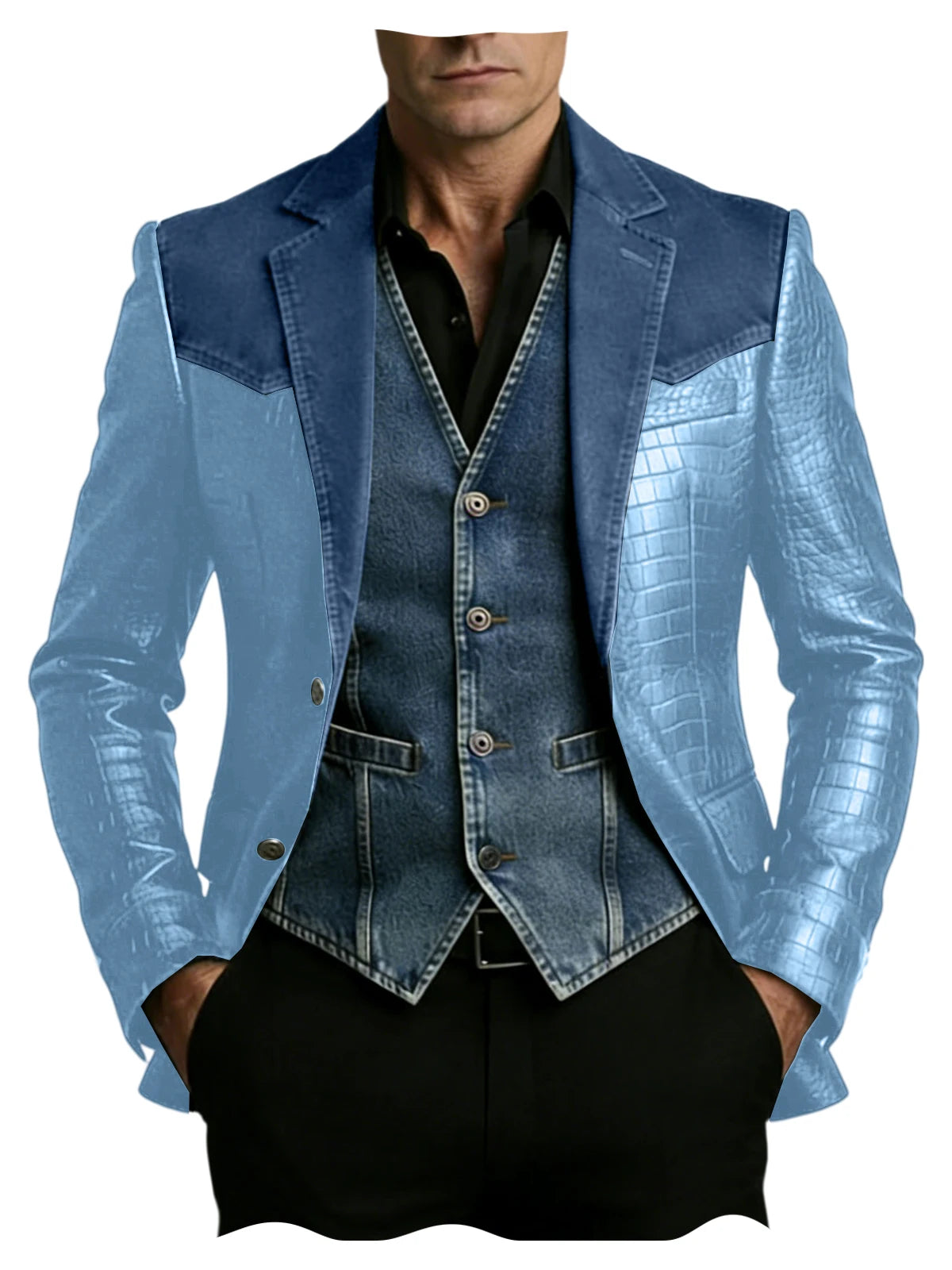 Blazer homme en cuir et polyester – CLEVI Paris