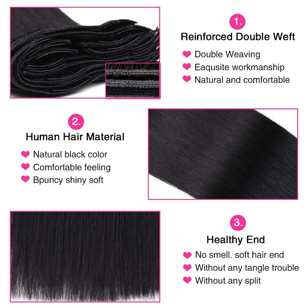 Clip-In Extensions Cheveux Humains Straight – CLEVI Paris