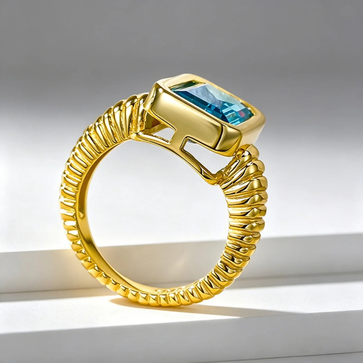 Bague femme argent et zirconium bleu mer – CLEVI Paris