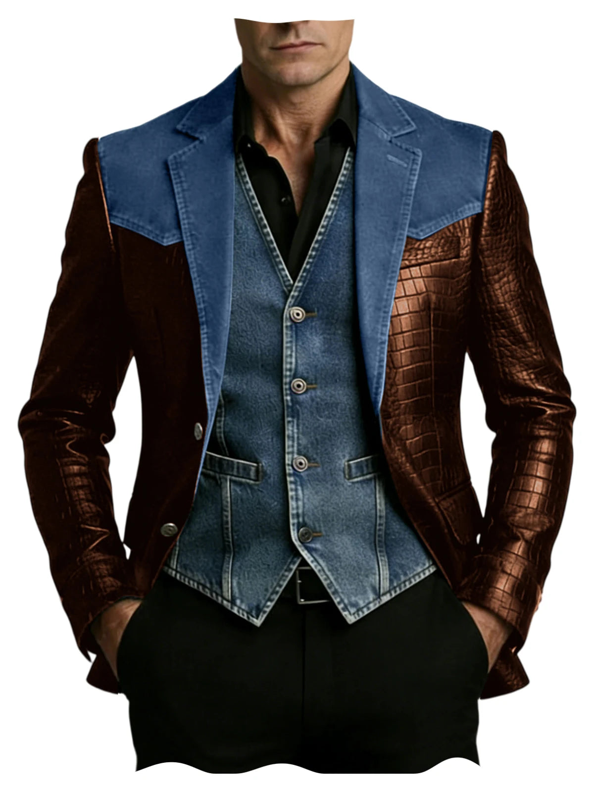 Blazer homme en cuir et polyester – CLEVI Paris