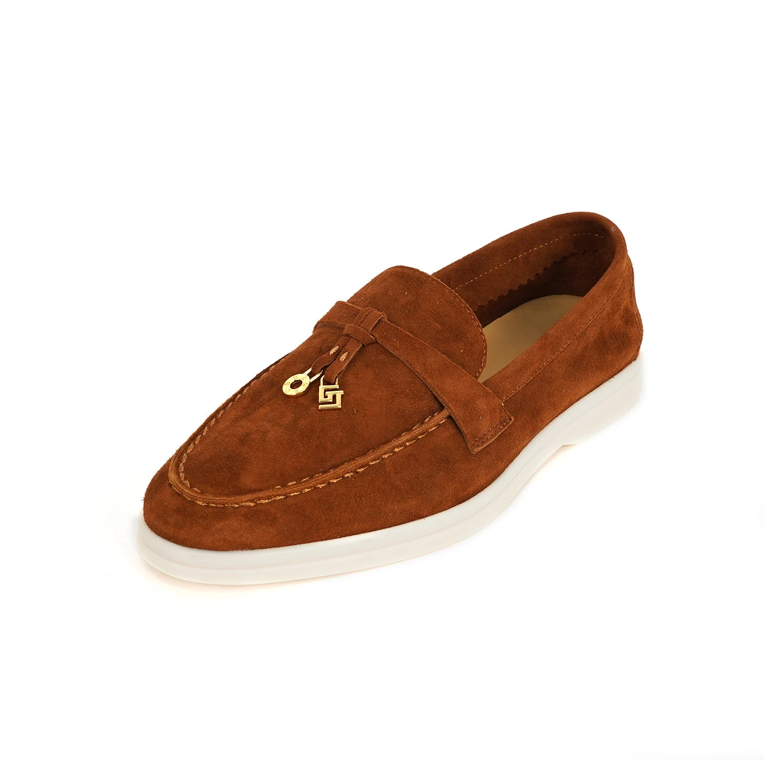 Mocassins Femme Daim Mouton Bout Rond Décoration Métal Slip-On Semelle Antidérapante – CLEVI Paris