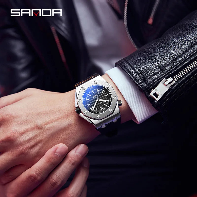 Montre Sport Quartz SANDA Homme Silicone Lumineuse – CLEVI Paris