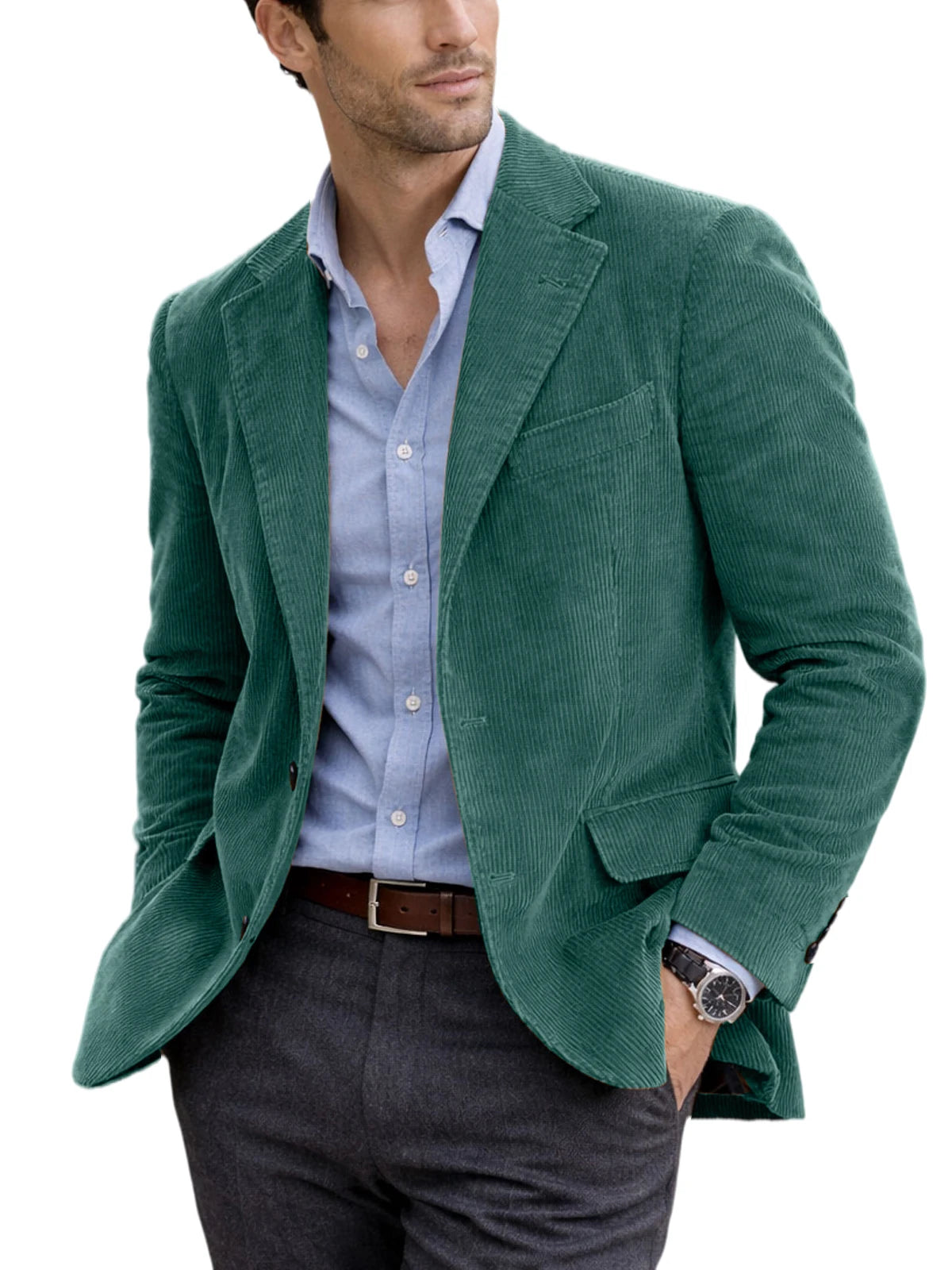 Blazer homme en velours côtelé à 2 boutons – CLEVI Paris