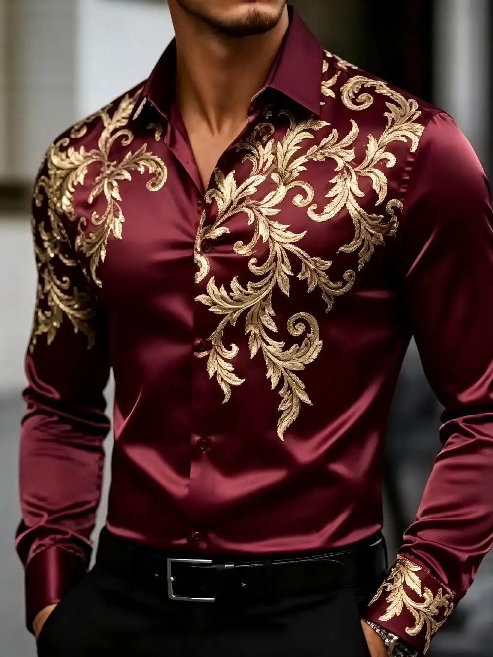 Chemise homme en satin imprimé – CLEVI Paris