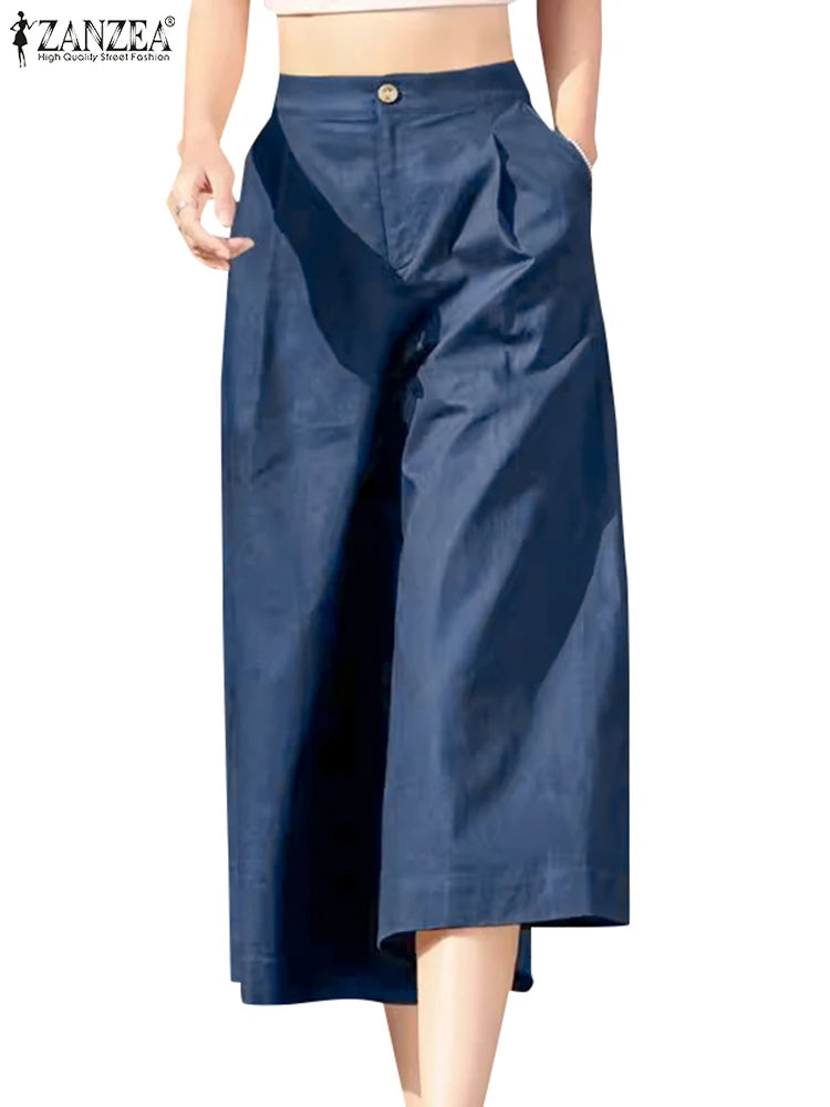 Pantalon Femme Taille Haute Jambe Large Plissé Casual Style Coréen Toutes Saisons – CLEVI Paris