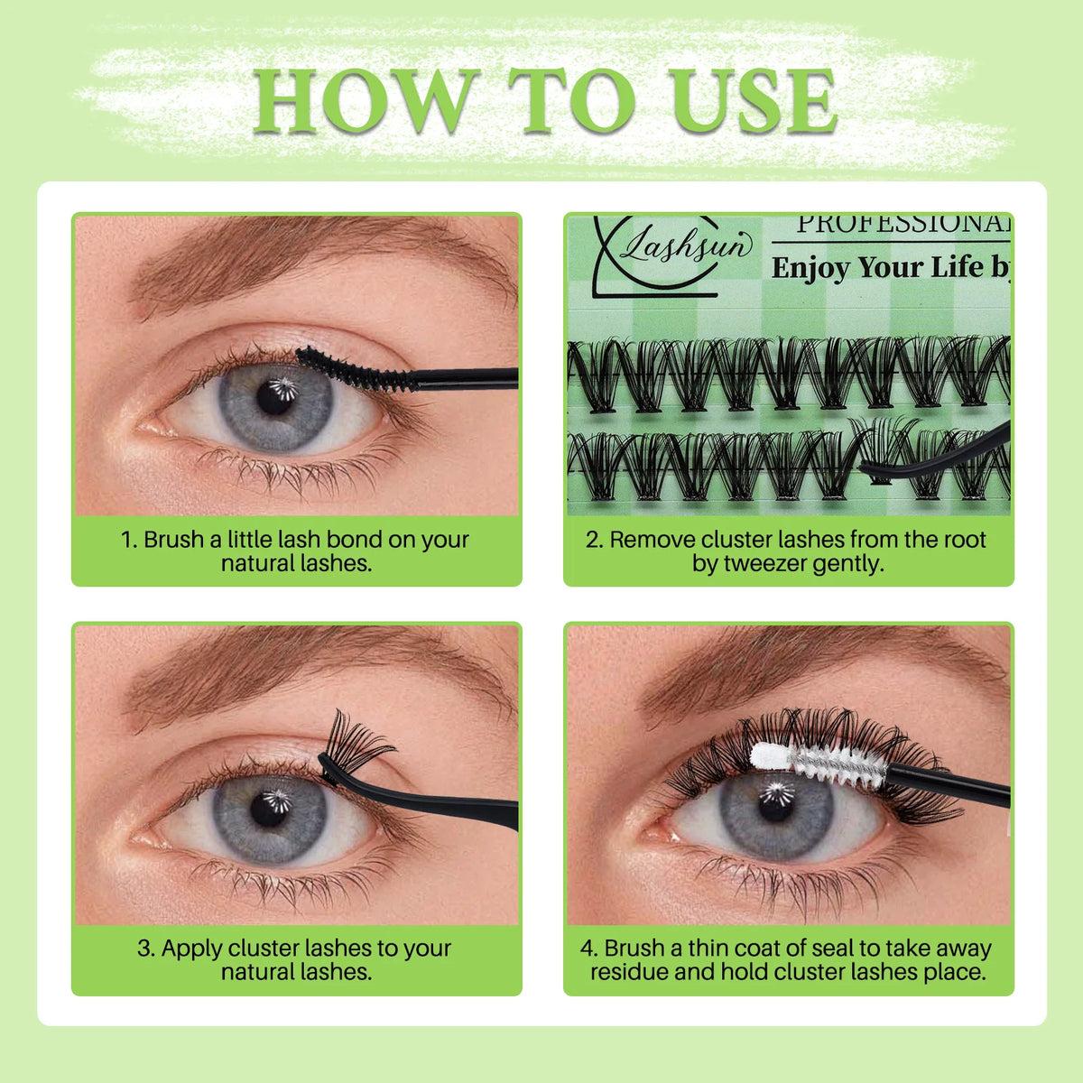 Cils en grappes DIY Lashsun, courbure D – CLEVI Paris