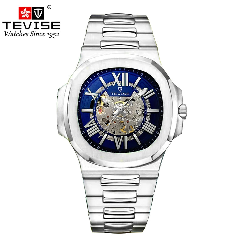 Montre Mécanique Squelette TEVISE Homme Acier Business – CLEVI Paris