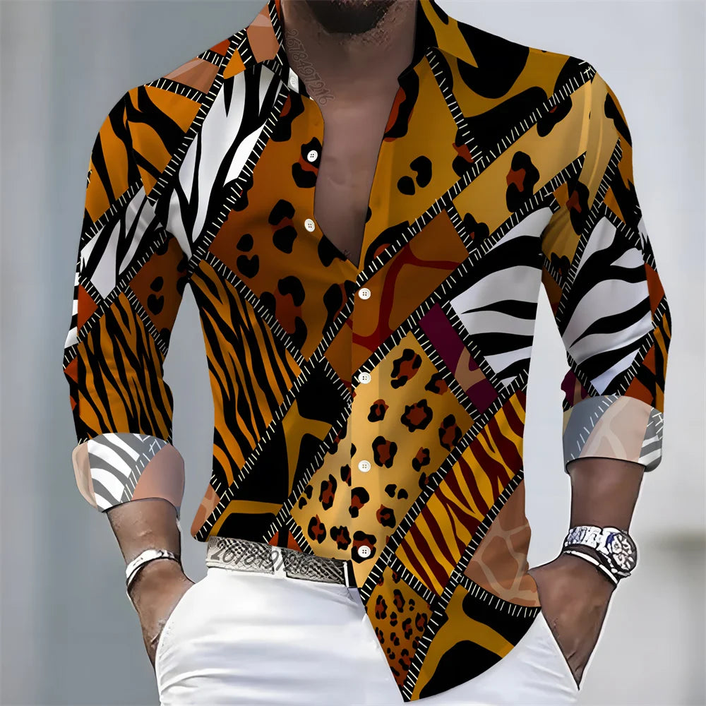 Chemise Homme Color Block à Manches Longues – CLEVI Paris
