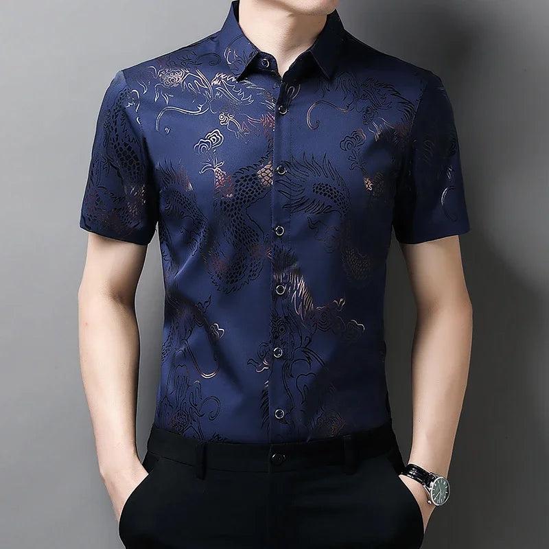 Chemise Homme Imprimée à Manches Courtes – CLEVI Paris