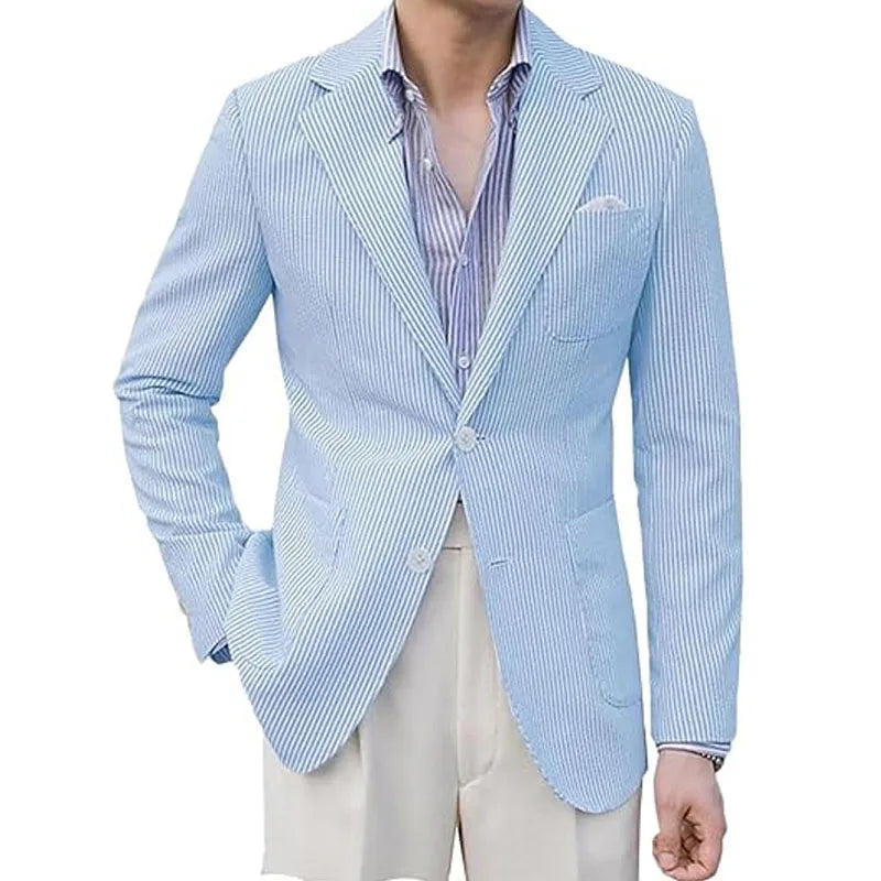 Blazer homme seersucker rayé – CLEVI Paris
