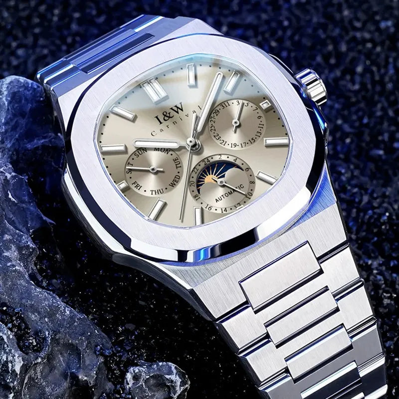 Montre Automatique Homme Carnival 43MM Acier Verre Saphir Étanche 50M – CLEVI Paris