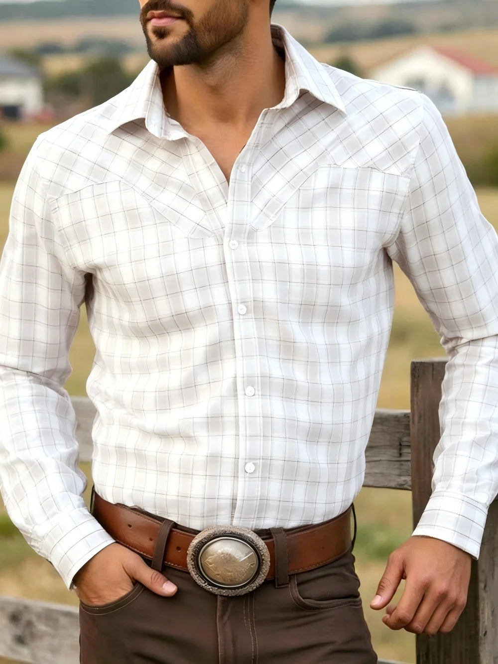 Chemise homme à carreaux manches longues – CLEVI Paris