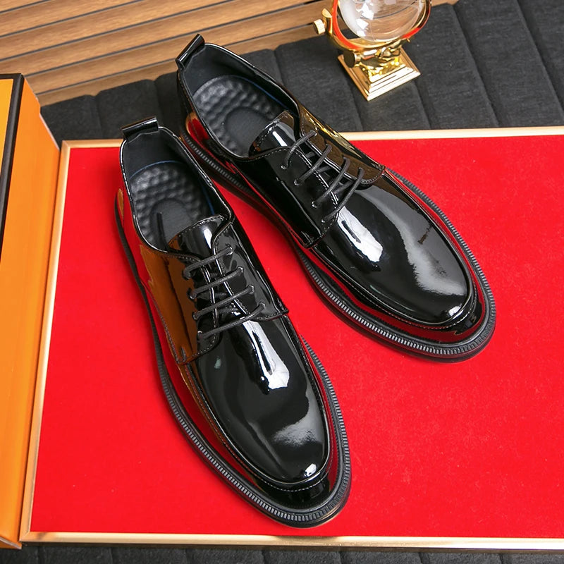 Oxford Cuir Verni Homme Bout Pointu Lacets Bureau & Mariage – CLEVI Paris