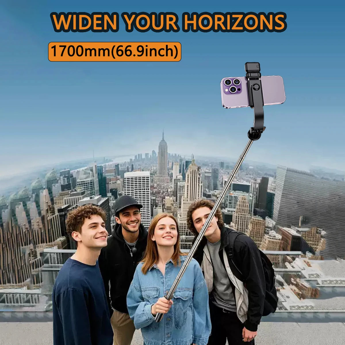 Perche selfie télescopique Bluetooth noire – CLEVI Paris