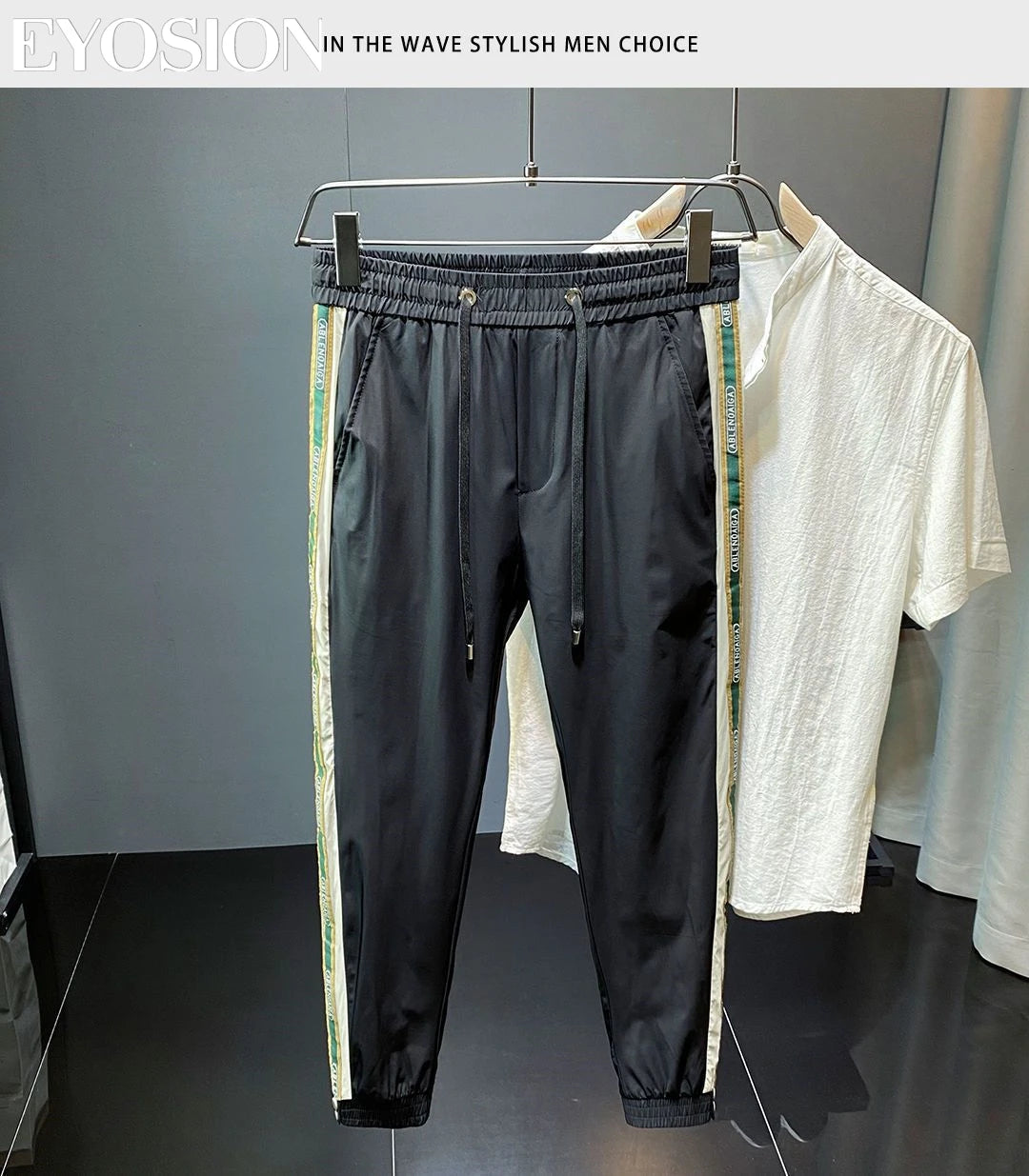 Pantalon Homme Casual À Rayures Slim Fit Jogger Séchage Rapide M-4XL – CLEVI Paris