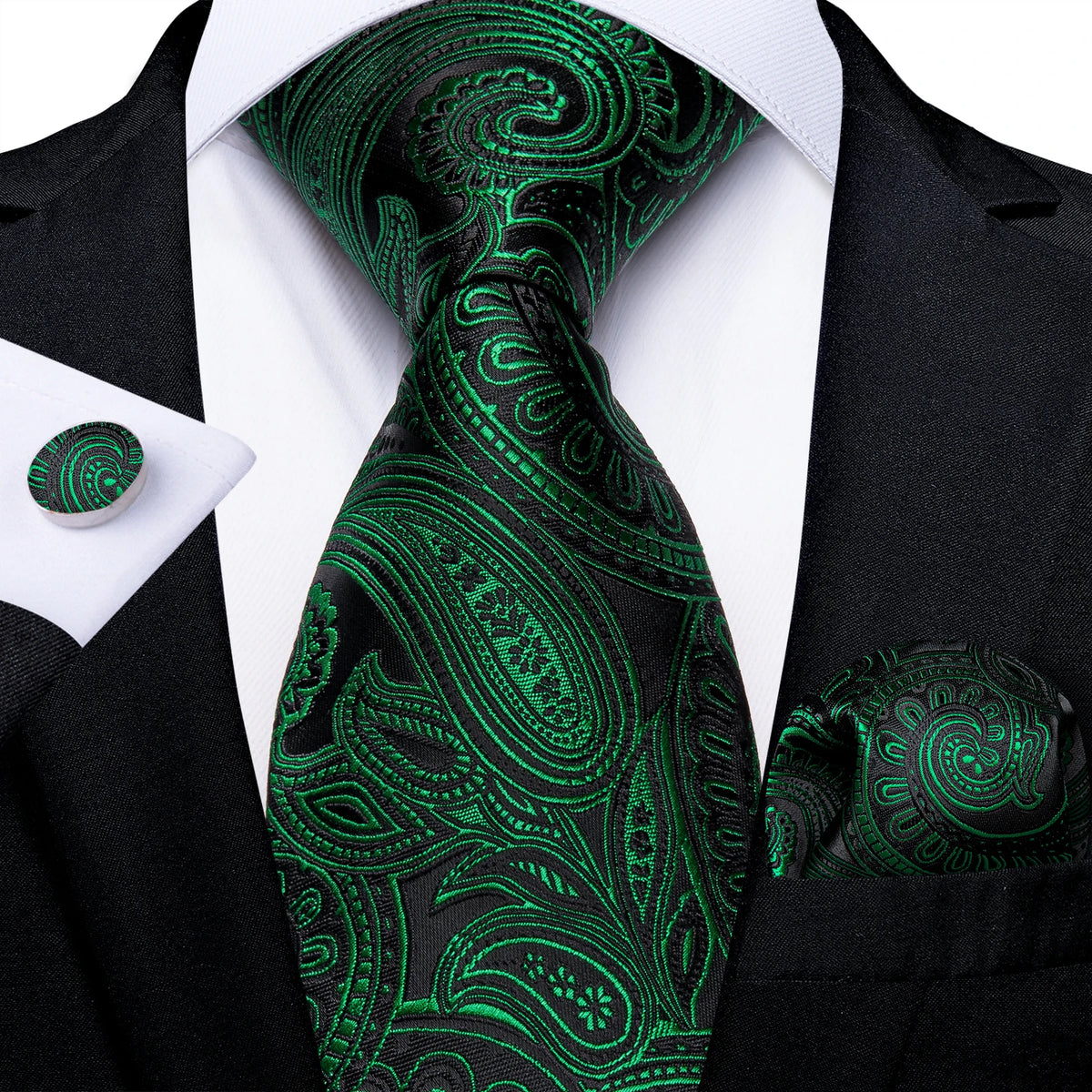 Coffret cravate homme paisley, pochette et boutons – CLEVI Paris