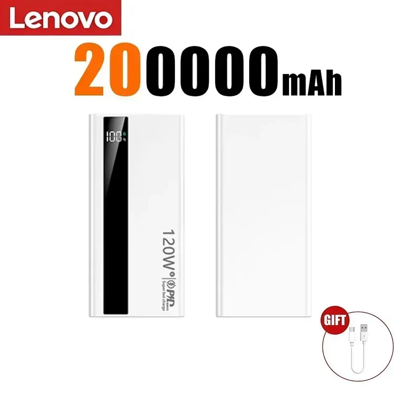 Batterie Externe Lenovo 120W Charge Rapide Bidirectionnelle Certifiée 3C Affichage LED USB-C 245g – CLEVI Paris