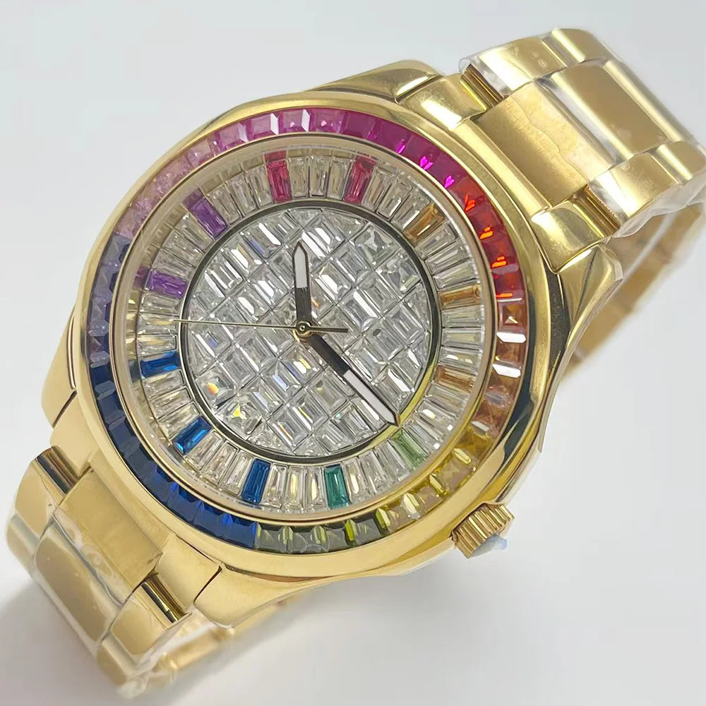 Montre Homme Automatique Or Diamants Arc-en-Ciel Miyota 8215 Huayra – CLEVI Paris