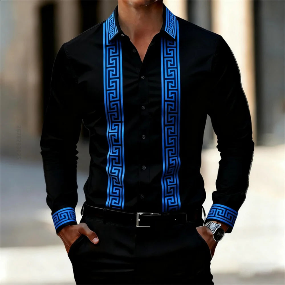 Chemise Imprimée Homme Manches Longues – CLEVI Paris
