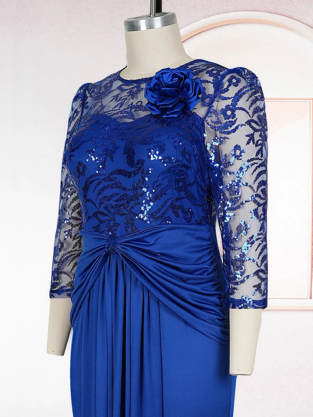 Robe maxi à paillettes manches longues – CLEVI Paris
