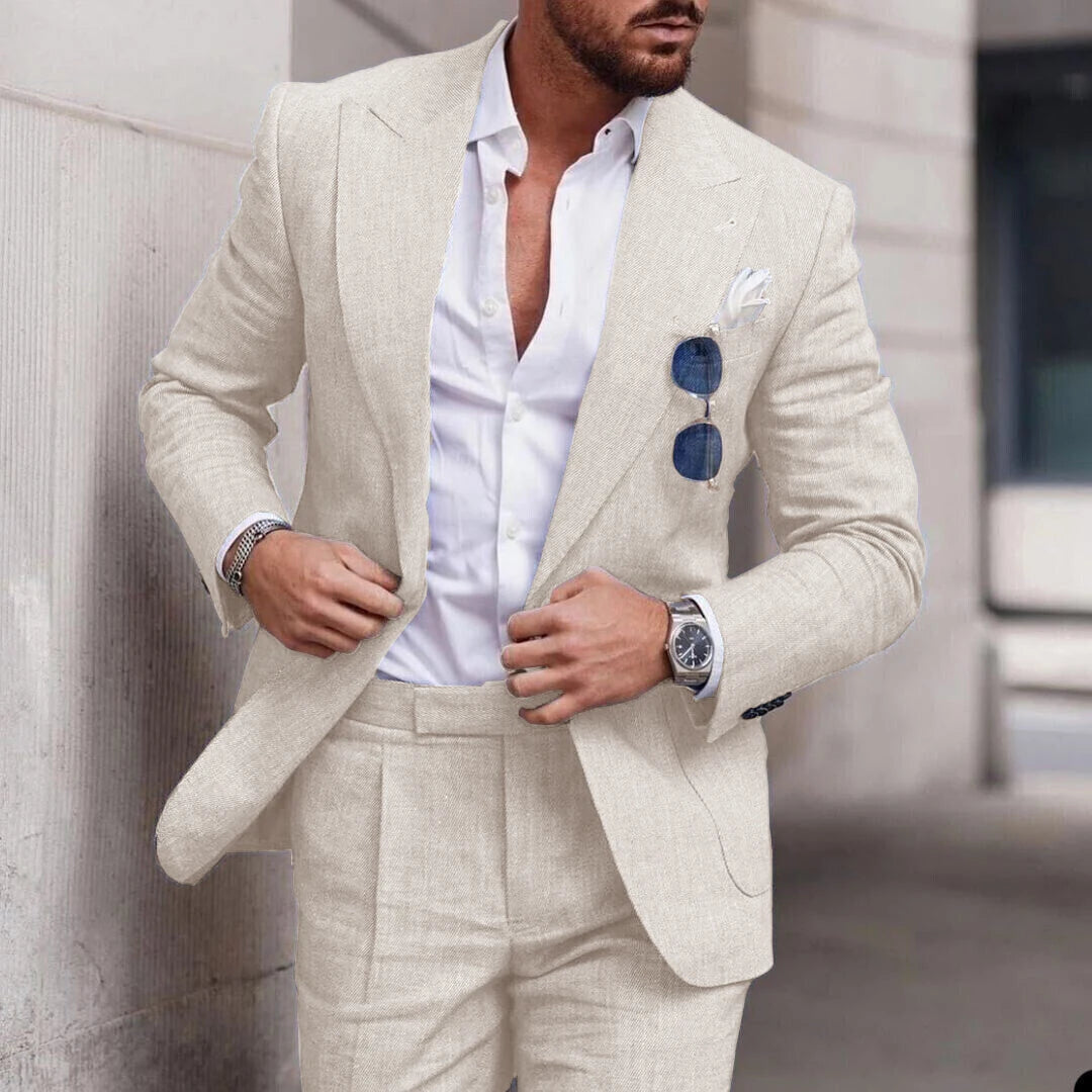 Costume Lin Homme 2 Pièces Coupe Ajustée – CLEVI Paris