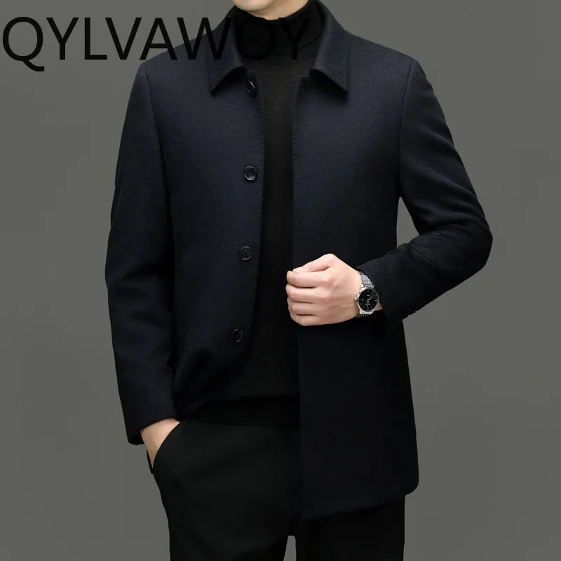 Manteau homme en cachemire bleu marine – CLEVI Paris