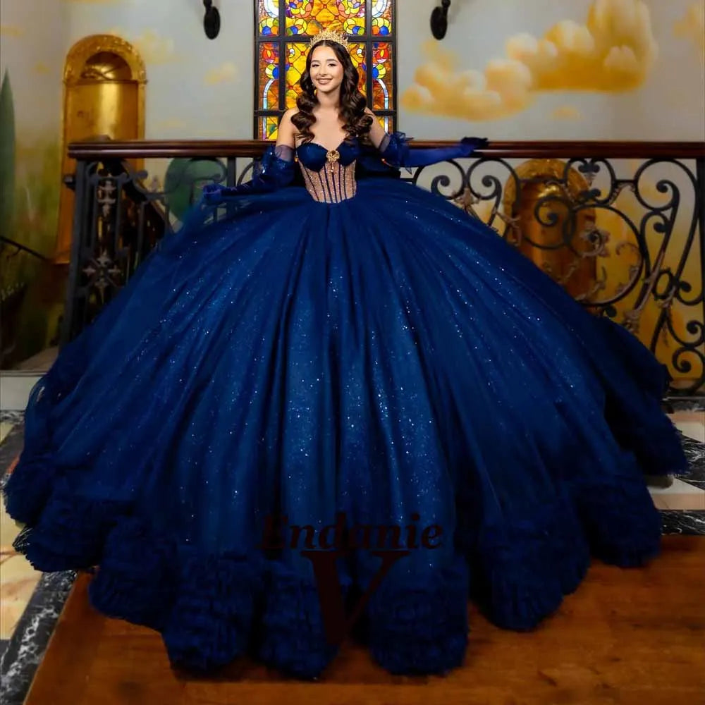 Robe de Quinceañera à strass et nœud – CLEVI Paris