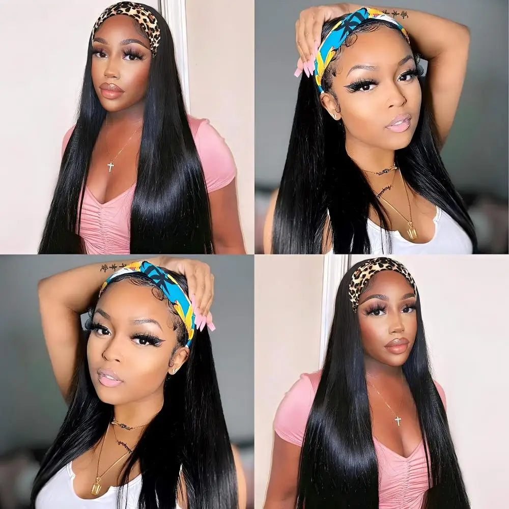 Perruque Headband Straight Cheveux Humains Brésiliens Sans Lace Glueless 200% 250% 16-40 Pouces – CLEVI Paris