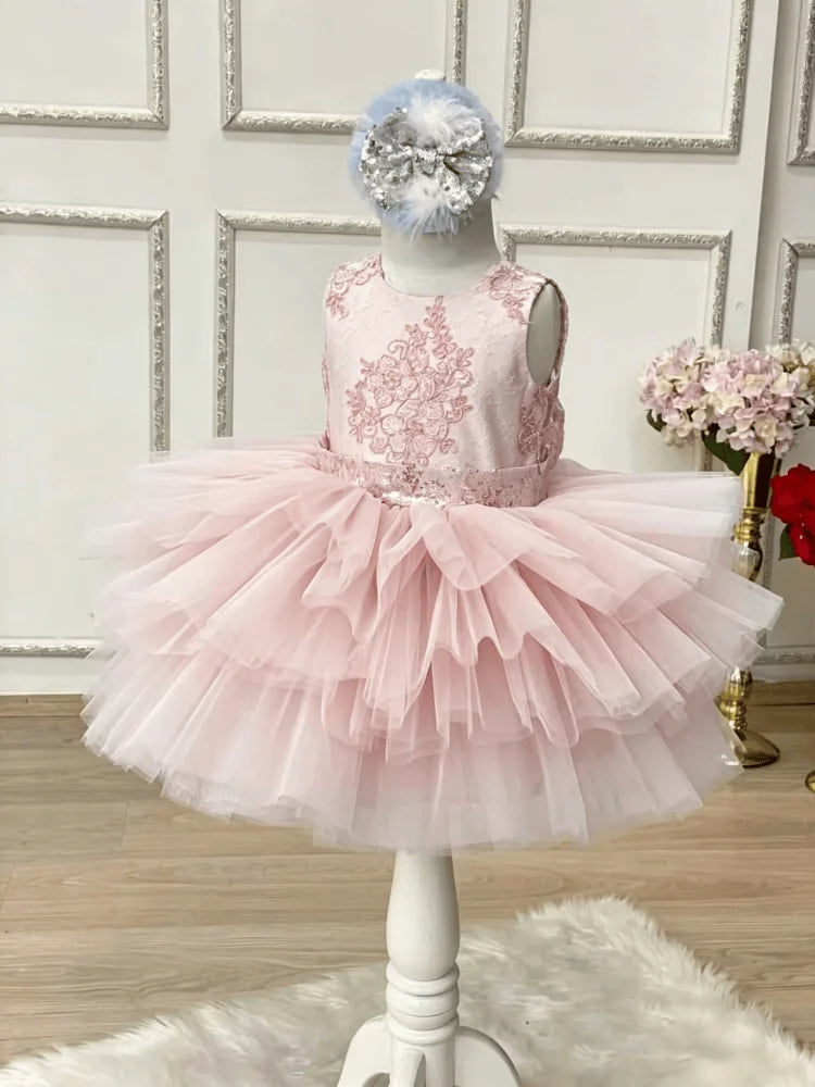 Robe cérémonie fille en tulle et dentelle – CLEVI Paris