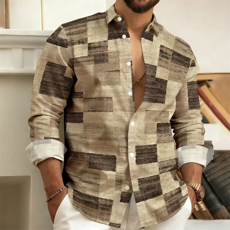 Chemise homme imprimée géométrique – CLEVI Paris