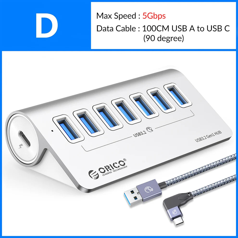 Docking Station ORICO USB-C 10Gbps 4 7 Ports PD60W Aluminium PC Mac – CLEVI Paris