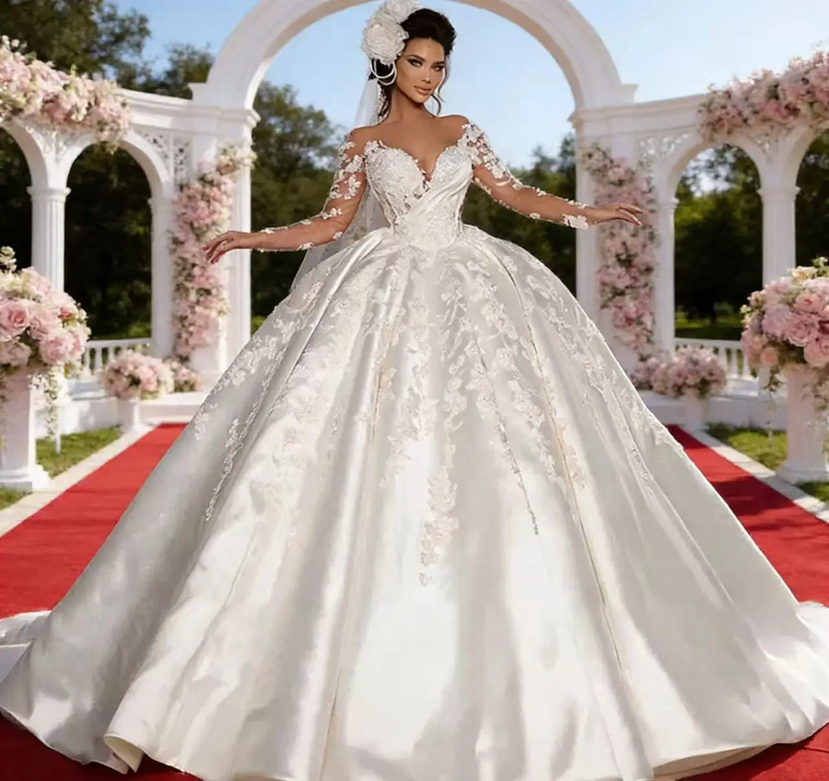 Robe de mariée princesse en dentelle brodée – CLEVI Paris