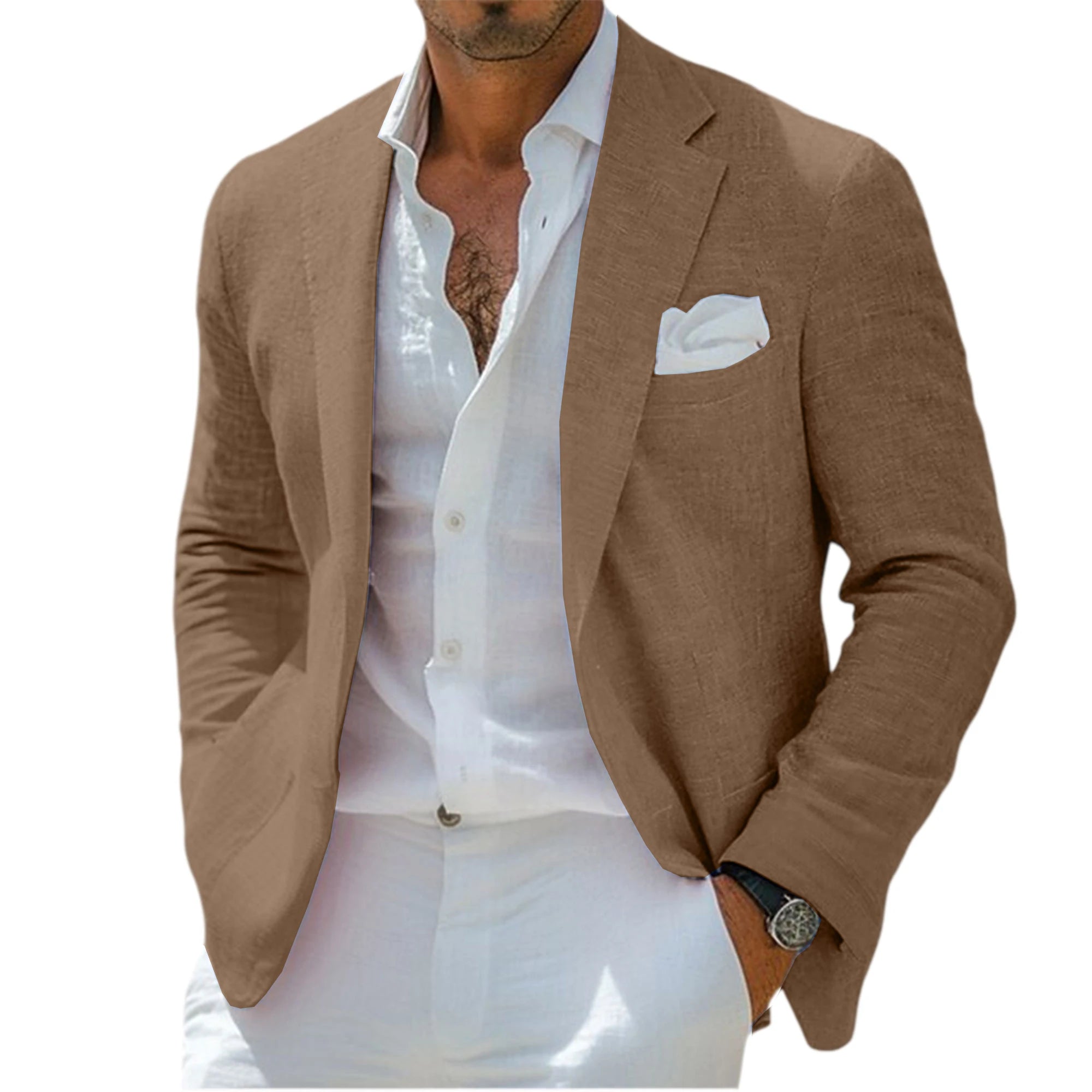 Blazer Homme Lin Slim Fit Léger Respirant Col Cranté Mariage Plage Business – CLEVI Paris