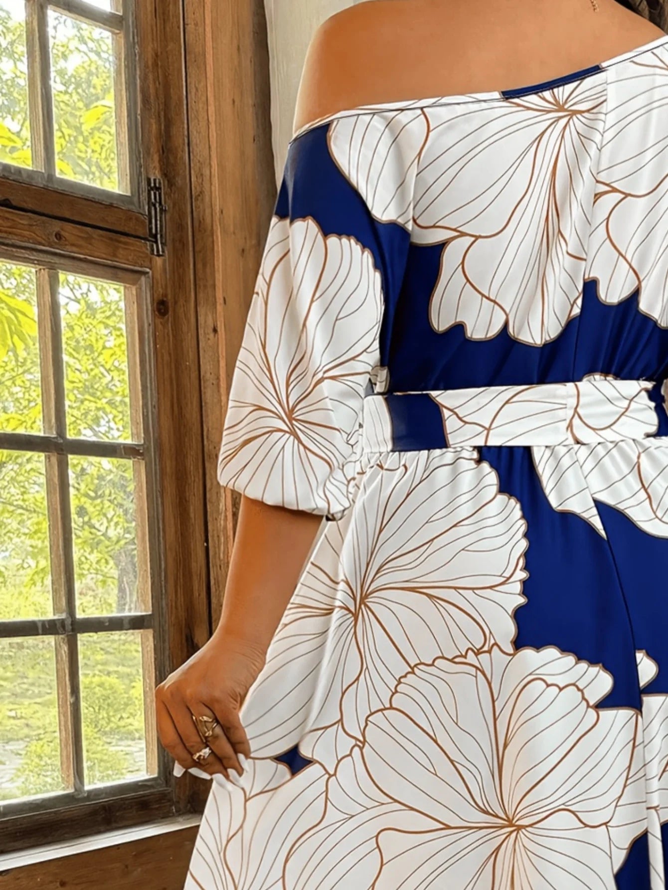 Robe Femme Grande Taille Épaules Dénudées Imprimé Floral Multicolore Bohème – CLEVI Paris