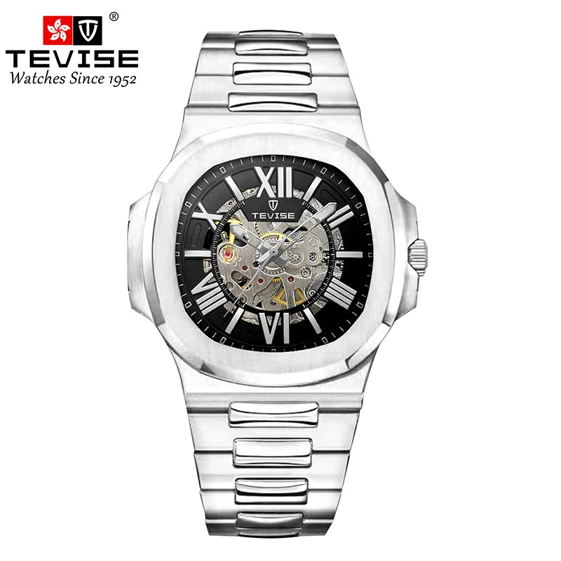 Montre Mécanique Squelette TEVISE Homme Acier Business – CLEVI Paris